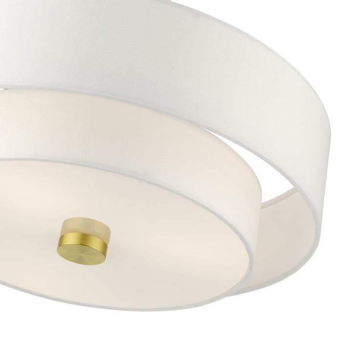 Livex Meridian Semi Flush, Satin Brass/Off-White