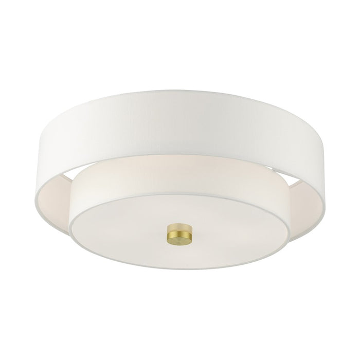 Livex Meridian Semi Flush, Satin Brass/Off-White
