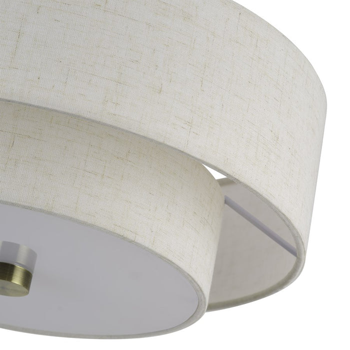 Livex Monroe 2Lt 8" Semi-Flush, Brass/Oatmeal/White