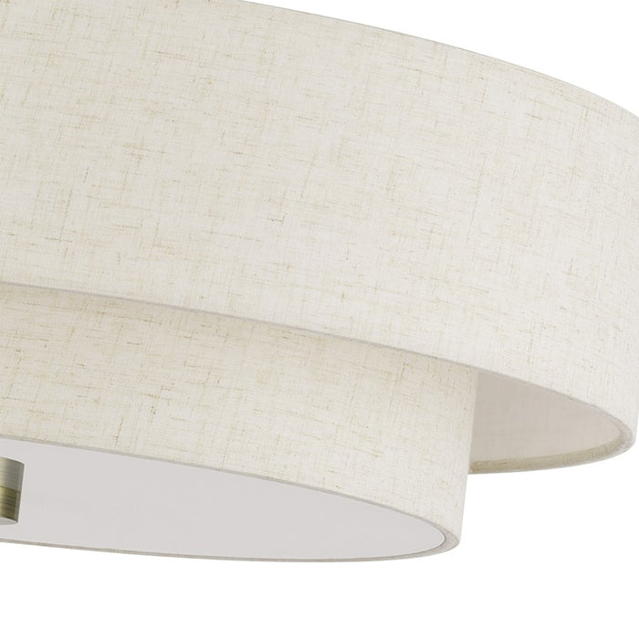 Livex Monroe 4Lt 9" Semi-Flush, Brass/Oatmeal/White