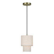 Livex Monroe 1Lt 16" Mini Pendant, Brass/Oatmeal/White - 51089-01