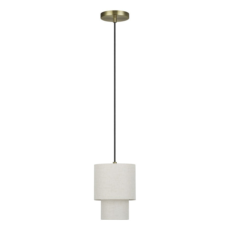 Livex Monroe 1Lt 16" Mini Pendant, Brass/Oatmeal/White
