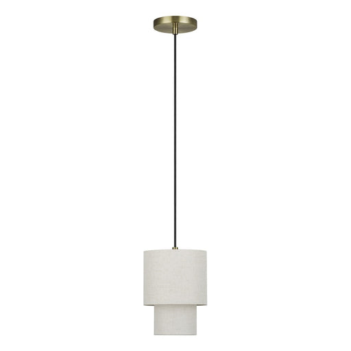Livex Monroe 1Lt 16" Mini Pendant, Brass/Oatmeal/White