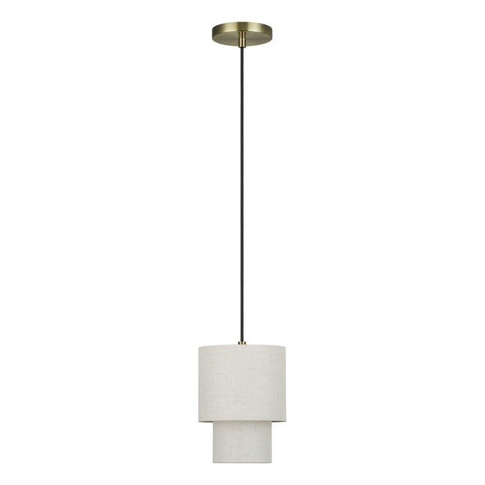 Livex Monroe 1Lt 16" Mini Pendant, Brass/Oatmeal/White