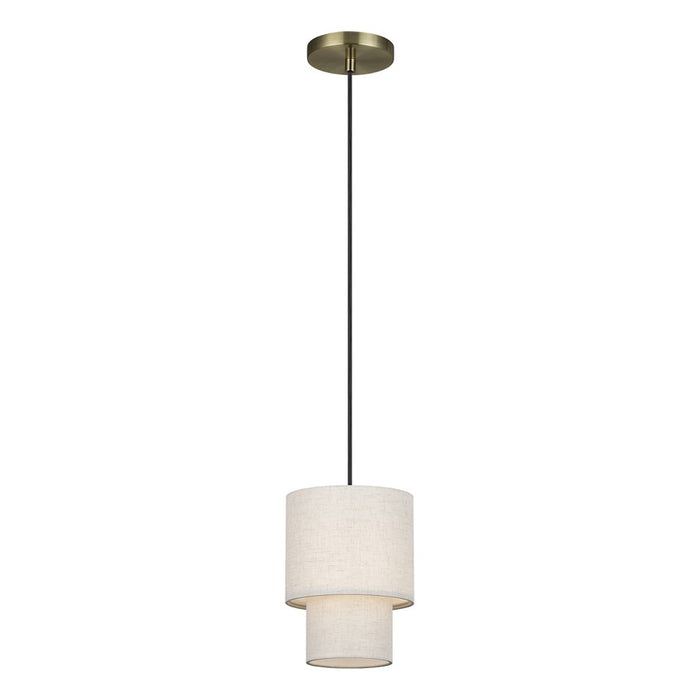 Livex Monroe 1Lt 16" Mini Pendant, Brass/Oatmeal/White