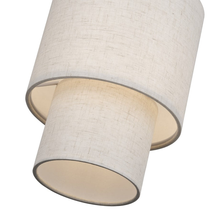 Livex Monroe 1Lt 16" Mini Pendant, Brass/Oatmeal/White
