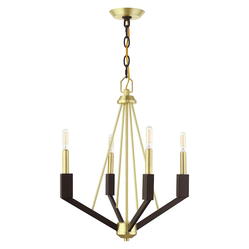 Livex Beckett 4 Light Mini Chandelier, Satin Brass