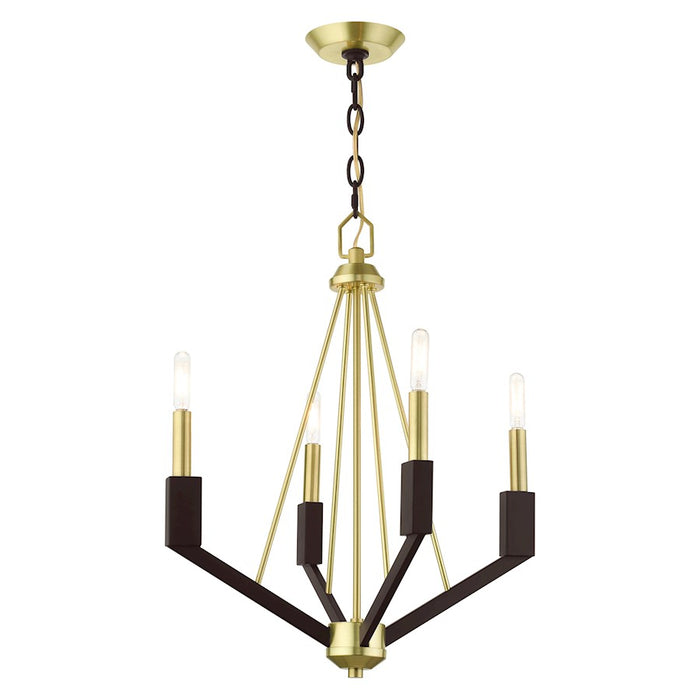 Livex Beckett 4 Light Mini Chandelier, Satin Brass