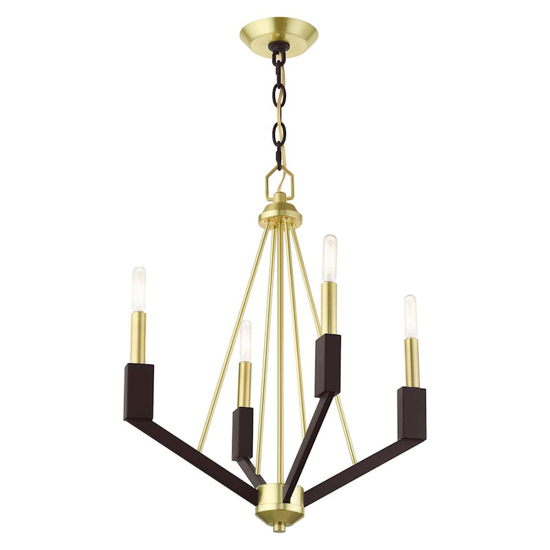 Livex Beckett 4 Light Mini Chandelier, Satin Brass