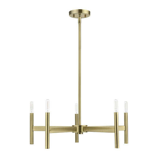 Livex Copenhagen 5 Light Chandelier, Antique Brass