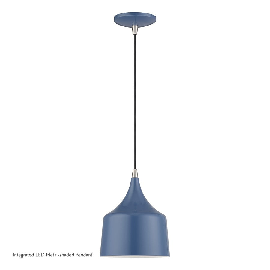 Livex Bolita Lt LED Pendant, Blue/Nickel/Blue Aluminum/White - 51472-84