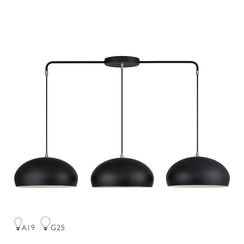 Livex Domma 3Lt Extra Large Chandelier, Black/Nickel/Black/White - 51512-04