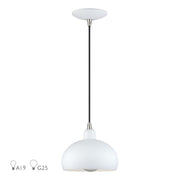 Livex Domma 1Lt Mini Pendant, White/Nickel Accents/White Steel/White - 51513-03