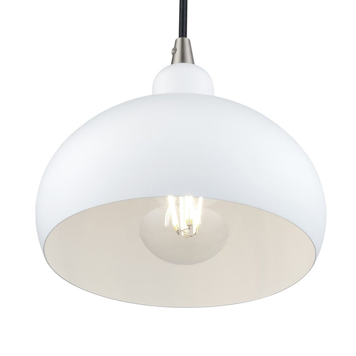 Livex Domma 1Lt Mini Pendant, White/Nickel Accents/White Steel/White