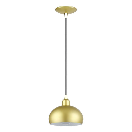 Livex Domma 1Lt Mini Pendant, Gold/Polished Brass/Gold/White