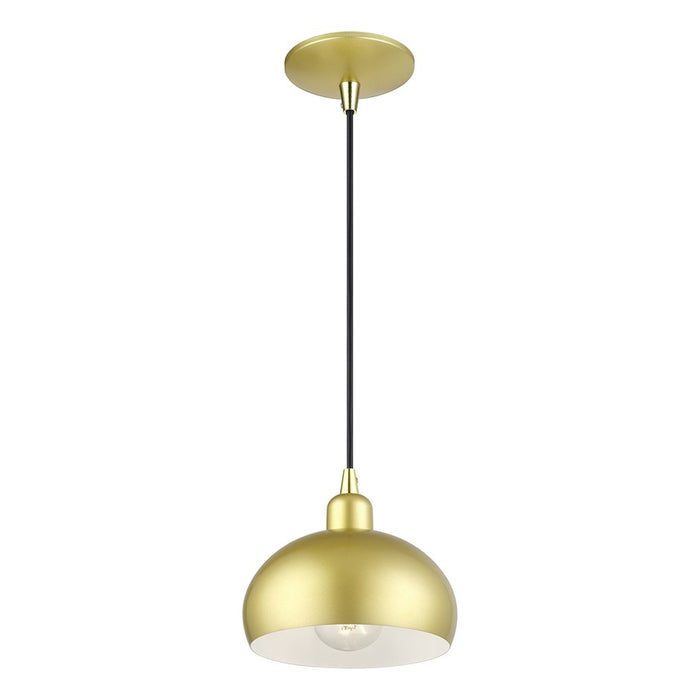 Livex Domma 1Lt Mini Pendant, Gold/Polished Brass/Gold/White
