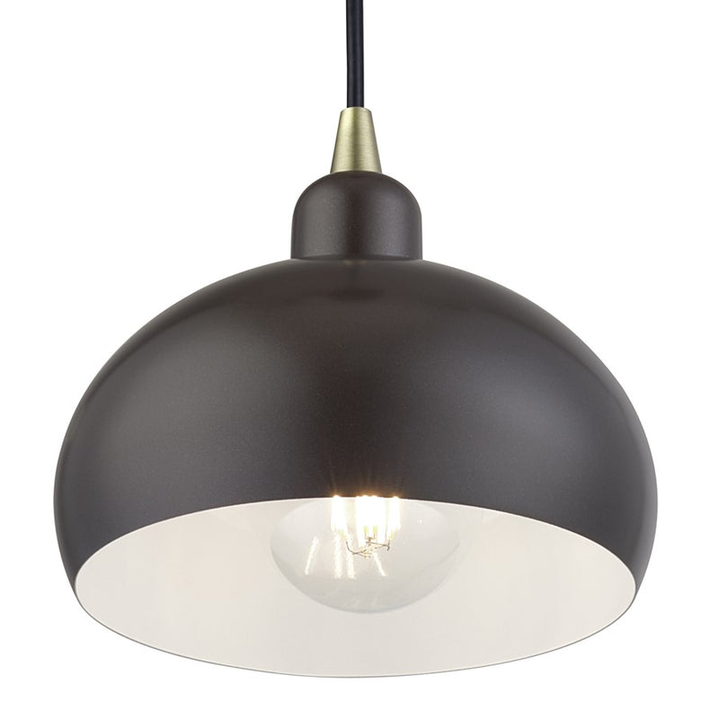 Livex Domma 1Lt Mini Pendant, Bronze/Brass Accents/Bronze/Shiny White