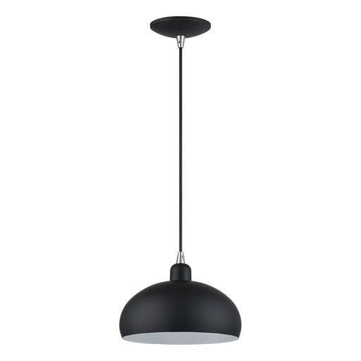 Livex Domma 1Lt 10"Dia Pendant, Black/Nickel/Black/White