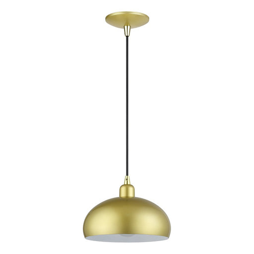 Livex Domma 1Lt 10"Dia Pendant, Gold/Polished Brass/Gold/White