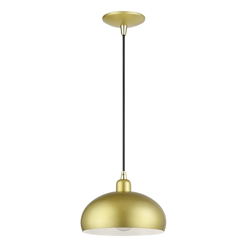 Livex Domma 1Lt 10"Dia Pendant, Gold/Polished Brass/Gold/White