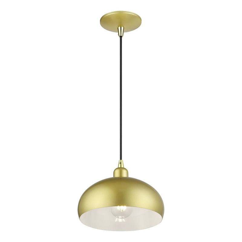 Livex Domma 1Lt 10"Dia Pendant, Gold/Polished Brass/Gold/White