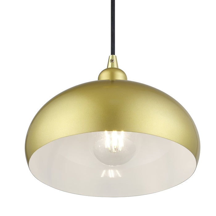 Livex Domma 1Lt 10"Dia Pendant, Gold/Polished Brass/Gold/White