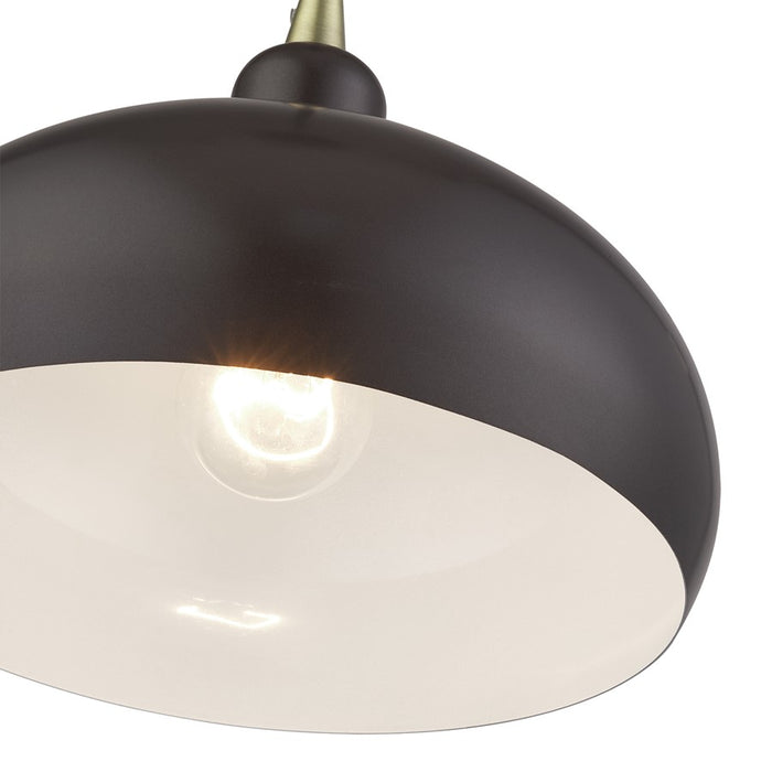 Livex Domma 1Lt 10"Dia Pendant, Bronze/Brass/Bronze/White