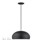 Livex Domma 1Lt 14" Dia Pendant, Black/Nickel/Black/White - 51515-04