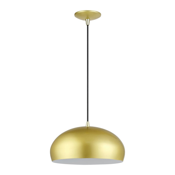 Livex Domma 1Lt 14" Dia Pendant, Gold/Polished Brass/Gold/White