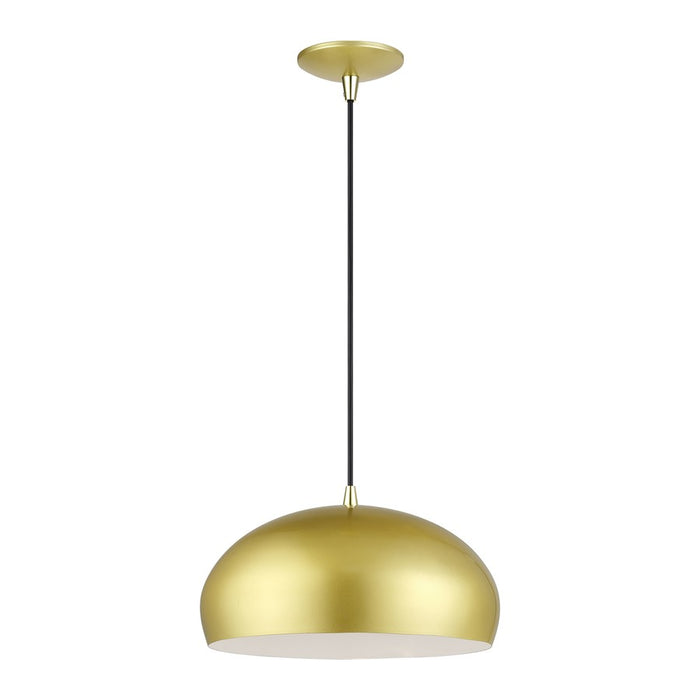 Livex Domma 1Lt 14" Dia Pendant, Gold/Polished Brass/Gold/White