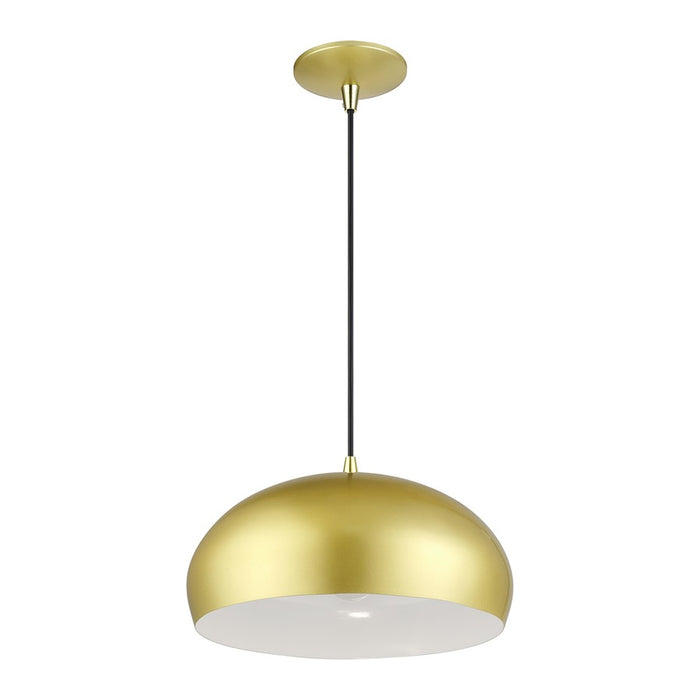 Livex Domma 1Lt 14" Dia Pendant, Gold/Polished Brass/Gold/White