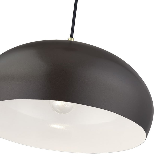 Livex Domma 1Lt 14" Dia Pendant, Bronze/Brass/Bronze/White