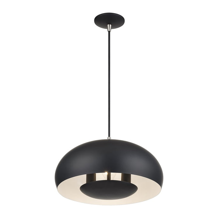 Livex Domma 3Lt Pendant, Black/Nickel Accents/Black/Shiny White