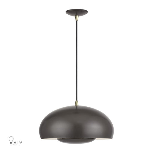 Livex Domma 3Lt Pendant, Bronze/Brass Accents/Bronze/Shiny White - 51516-92