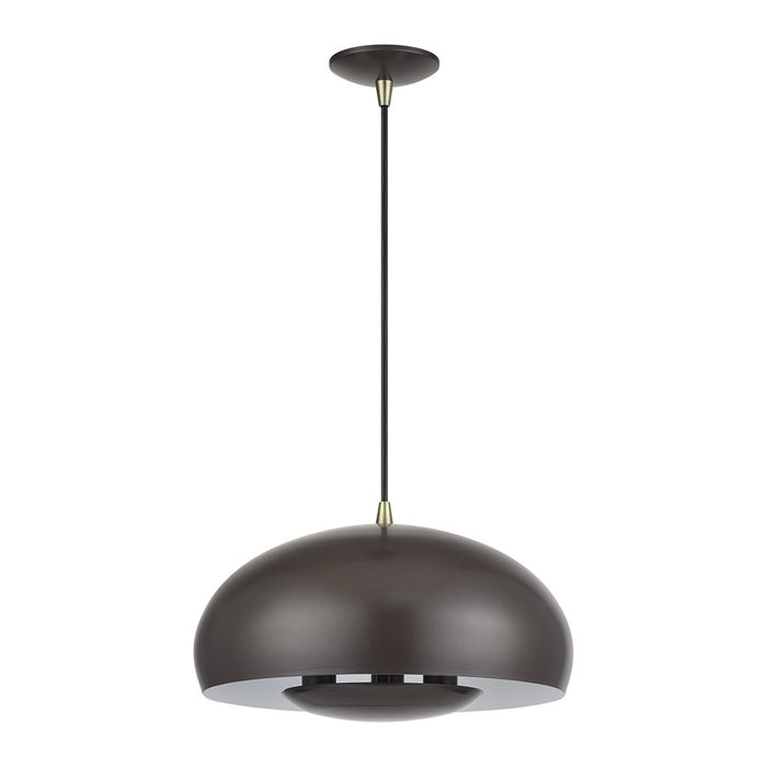 Livex Domma 3Lt Pendant, Bronze/Brass Accents/Bronze/Shiny White