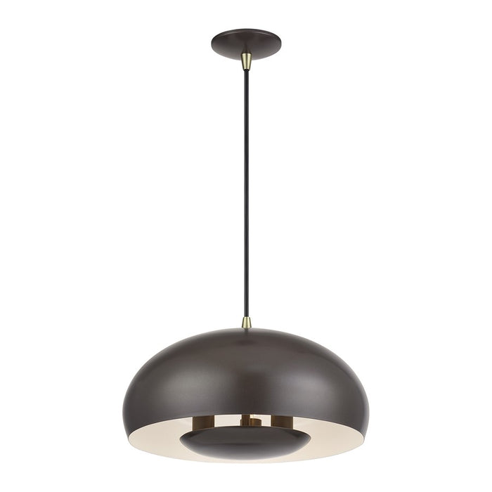 Livex Domma 3Lt Pendant, Bronze/Brass Accents/Bronze/Shiny White