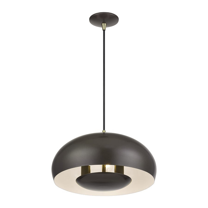 Livex Domma 3Lt Pendant, Bronze/Brass Accents/Bronze/Shiny White