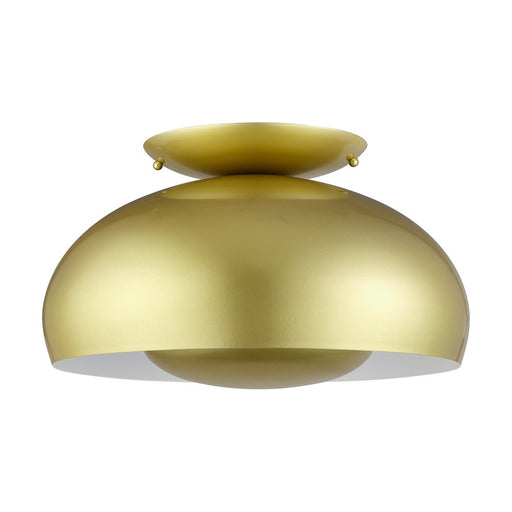 Livex Domma 3Lt Large Semi-Flush, Soft Gold/Soft Gold/Shiny White