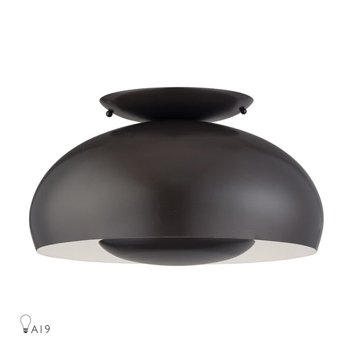 Livex Domma 3Lt Large Semi-Flush, Bronze/Bronze Steel/Shiny White - 51517-92