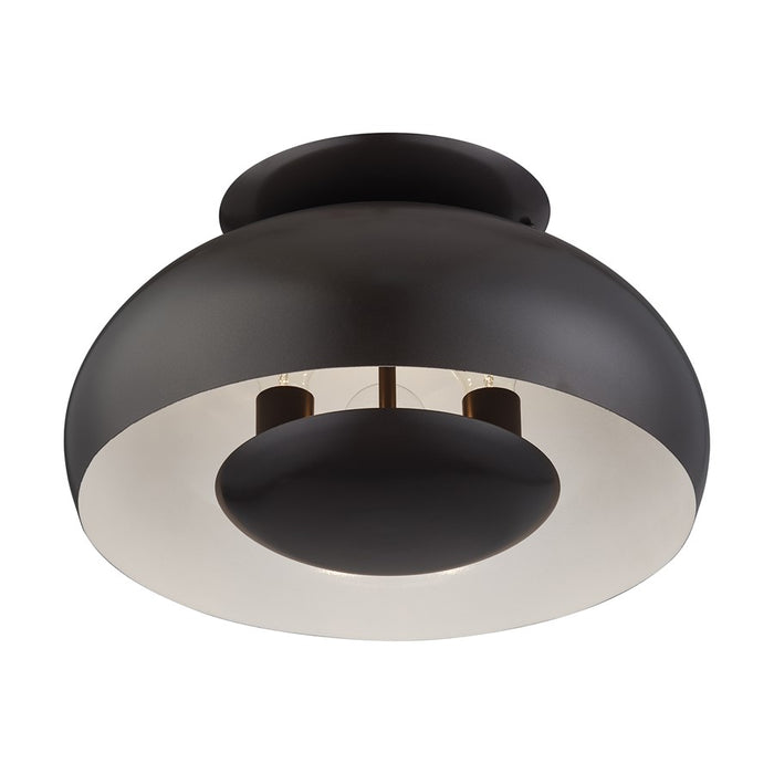 Livex Domma 3Lt Large Semi-Flush, Bronze/Bronze Steel/Shiny White