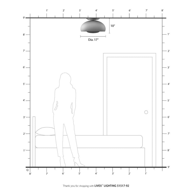 Livex Domma 3Lt Large Semi-Flush, Bronze/Bronze Steel/Shiny White