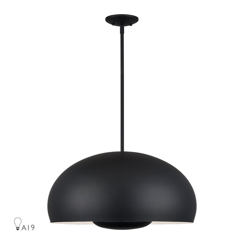 Livex Domma 4Lt Pendant, Black/Black Steel/Shiny White - 51518-04