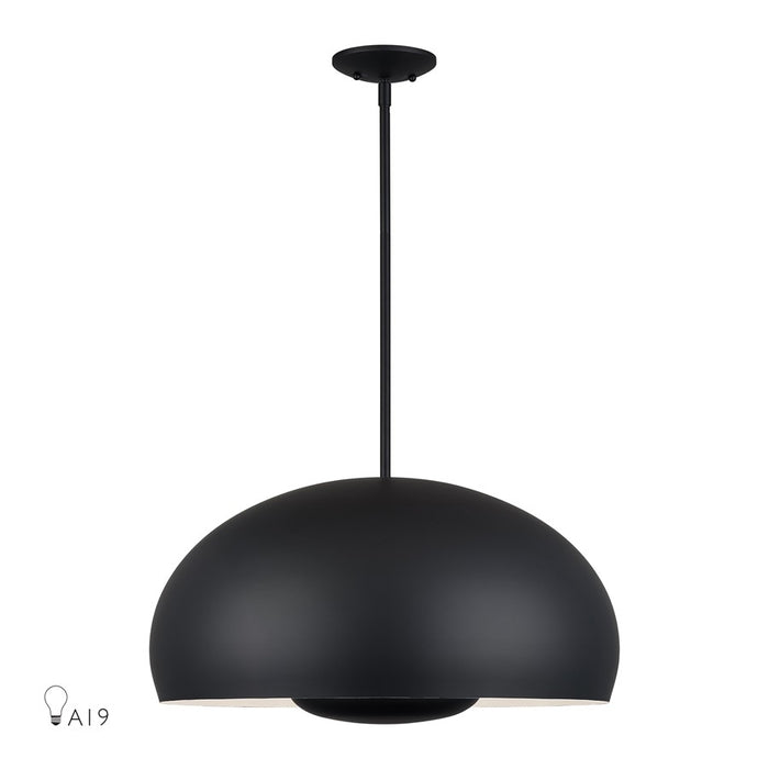 Livex Domma 4Lt Pendant, Black/Black Steel/Shiny White - 51518-04