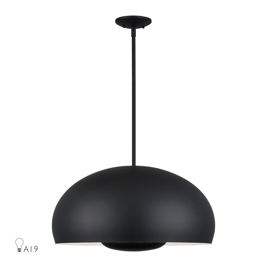Livex Domma 4Lt Pendant, Black/Black Steel/Shiny White - 51518-04