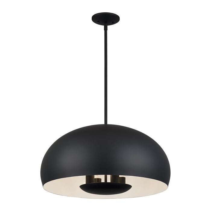 Livex Domma 4Lt Pendant, Black/Black Steel/Shiny White