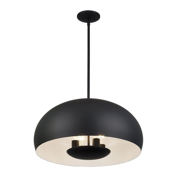 Livex Domma 4Lt Pendant, Black/Black Steel/Shiny White
