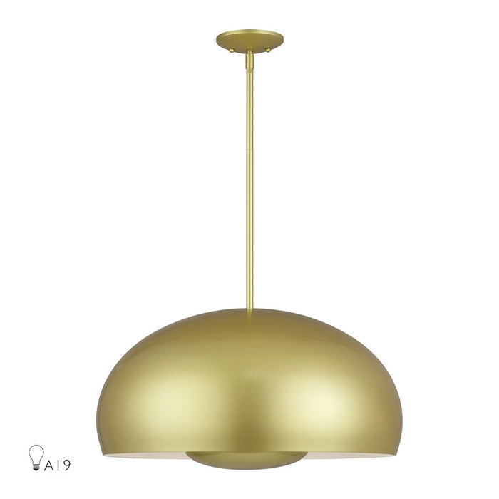 Livex Domma 4Lt Pendant, Soft Gold/Soft Gold Steel/Shiny White - 51518-33