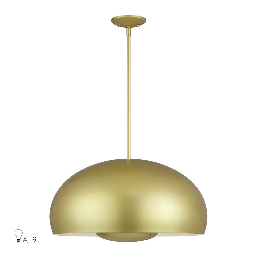 Livex Domma 4Lt Pendant, Soft Gold/Soft Gold Steel/Shiny White - 51518-33