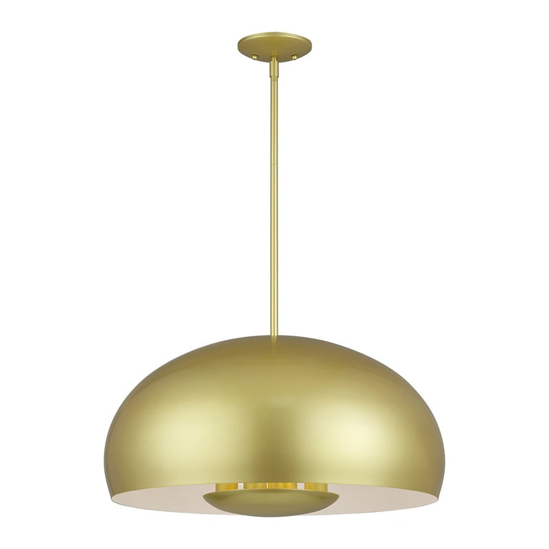 Livex Domma 4Lt Pendant, Soft Gold/Soft Gold Steel/Shiny White