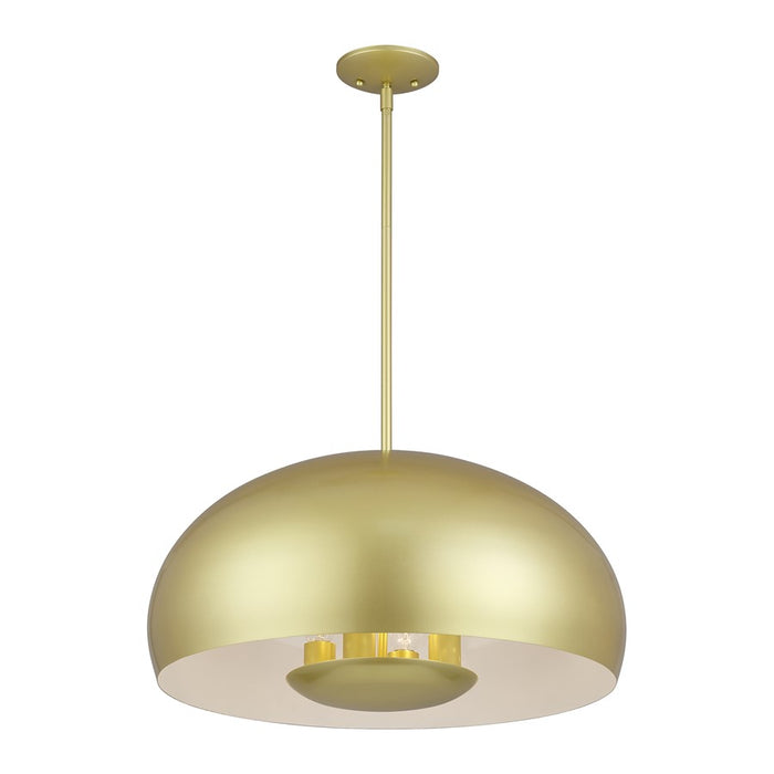 Livex Domma 4Lt Pendant, Soft Gold/Soft Gold Steel/Shiny White